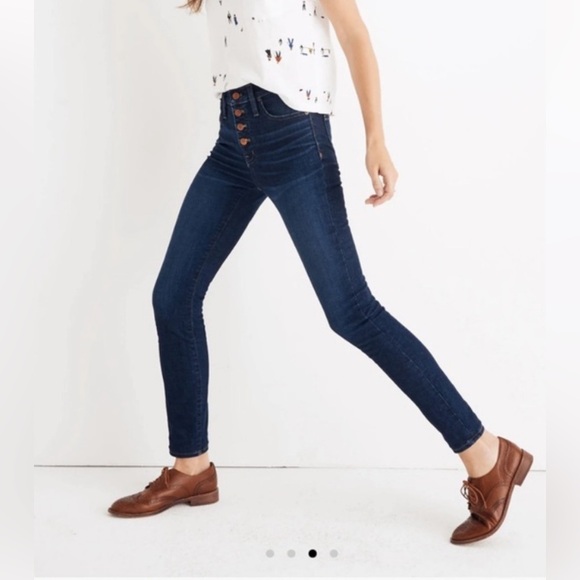 Madewell Tall 9" High Rise Skinny Jeans Button Fly. Size 28T. - Picture 2 of 13